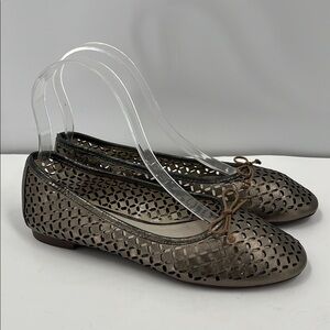 Louise et Cie Congo Metallic Bronze Brown Perforated Ballet Flats Leather 6